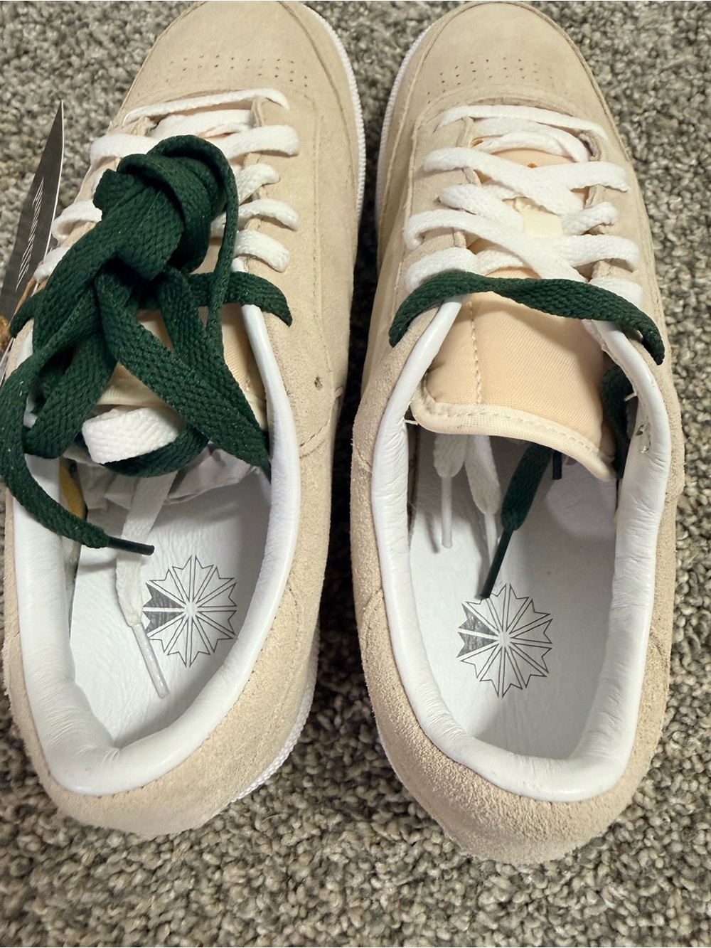Reebok JJJJound Club C85 Suede Tan Sneakers w/ extra Dark Green Laces NWT + Box - Picture 5 of 11